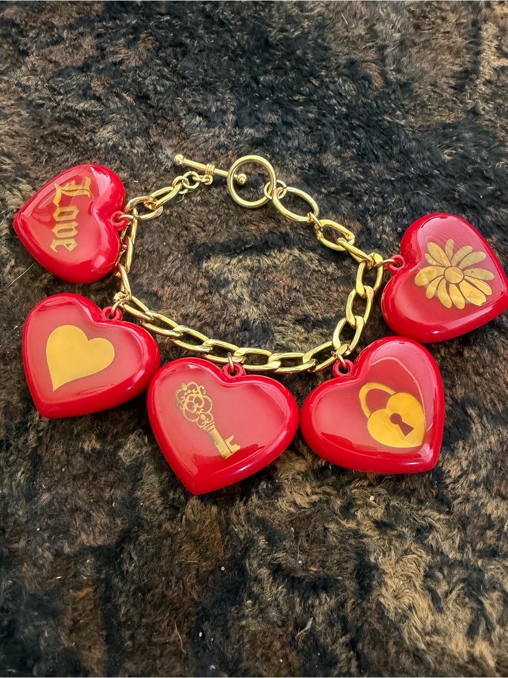 Juicy Couture Heart Charm Bracelet with Gold Accents